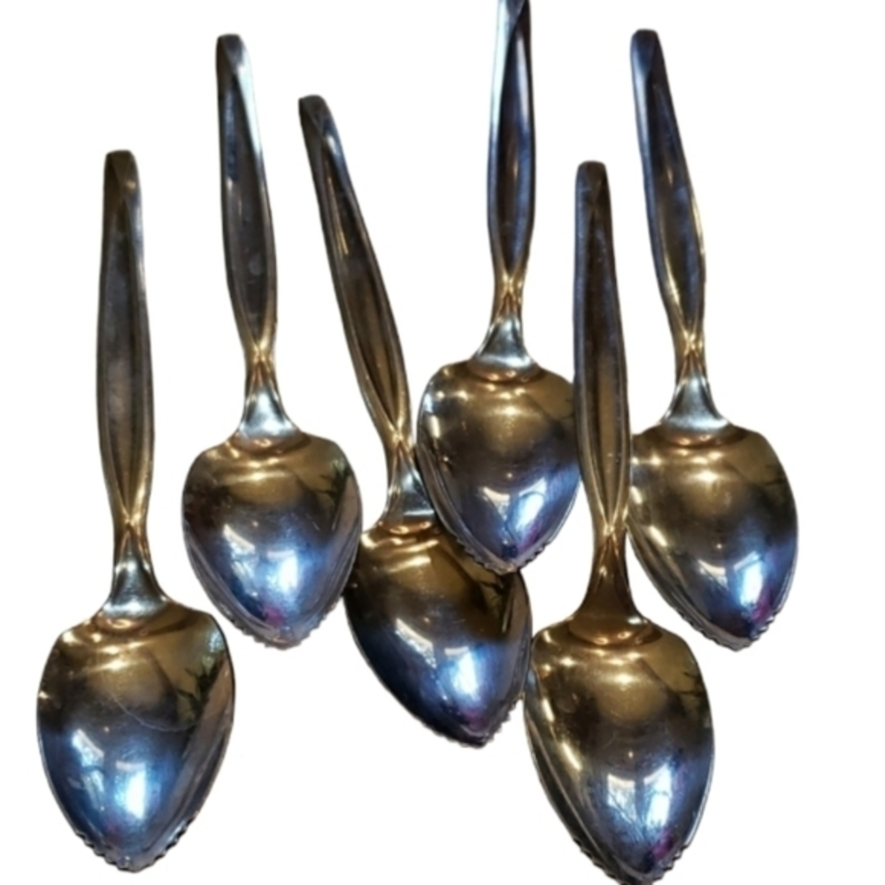 Set 6 Wm Rogers Stainless Fruit Spoons Grapefruit Spoons
